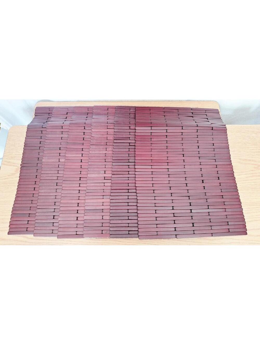 VTG MCM Slatted Wood Two-Tone Reversible Placemats 17.5" x 11.5" - Set Of 6 EUC